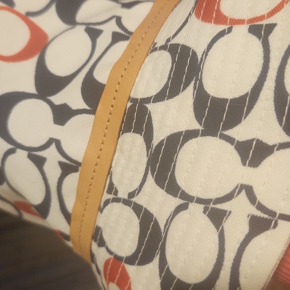 Coach Blue and Red Patterned Hat with Tan Band - Picture 2 of 6